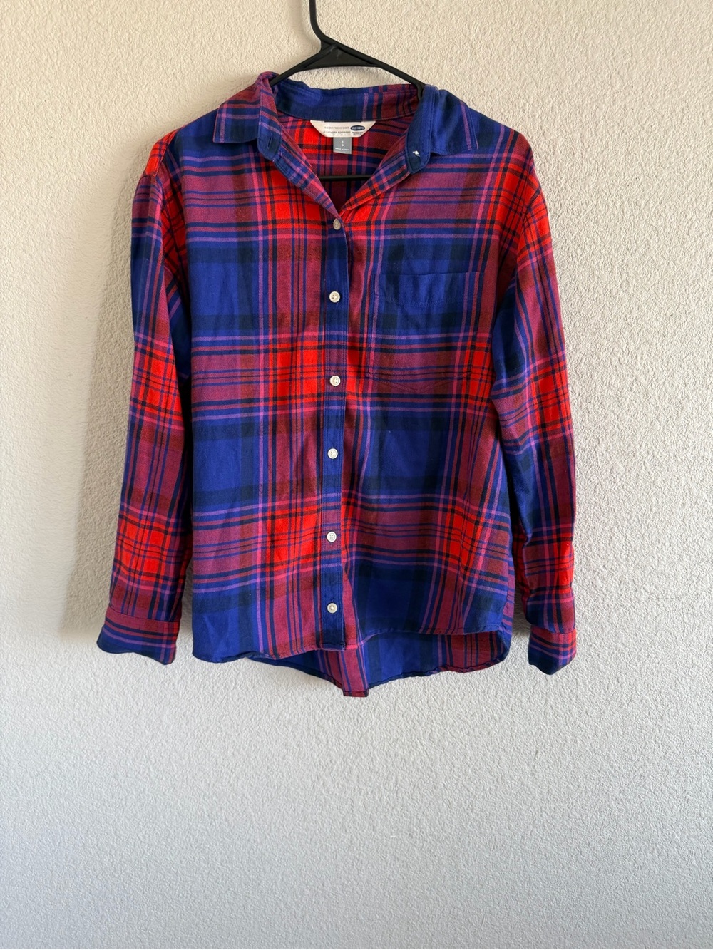 Old Navy Blue & Red Plaid Button-Down Shirt